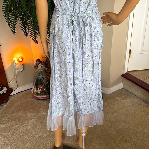 Brand New April Cornell Light Blue Forget Me Not Dress Midi Sleeveless Floral - Picture 12 of 15